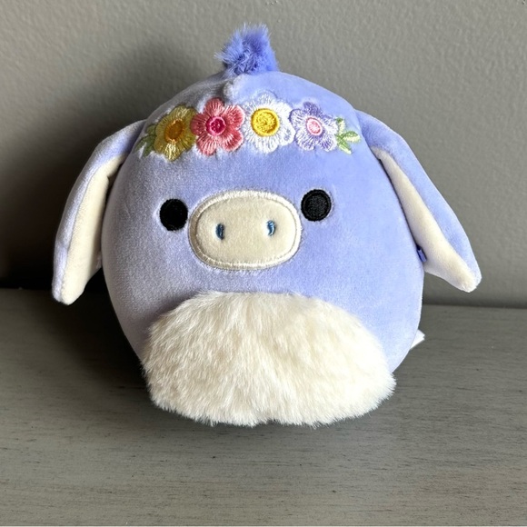 Squishmallows Easter Milanda Donkey Plush Toy 4.5 in Purple Floral Crown NWOT - Picture 1 of 6